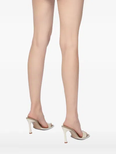 Attico Leather Heeled Mules In Neutral