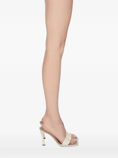 Attico Leather Heeled Mules In Neutral