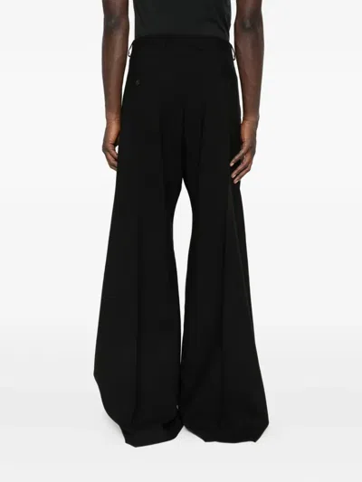 Rick Owens Black Concordians Tailored Wide Belas Trousers In Animal Print