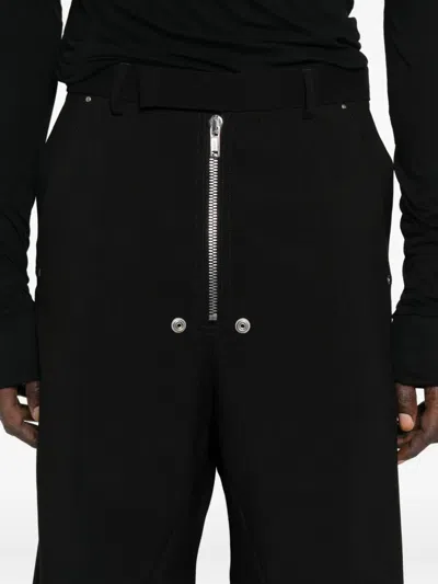 Rick Owens Black Concordians Tailored Wide Belas Trousers In Animal Print