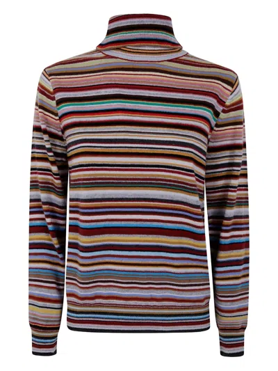 Paul Smith Signature Stripe Turtleneck Sweater In Multi