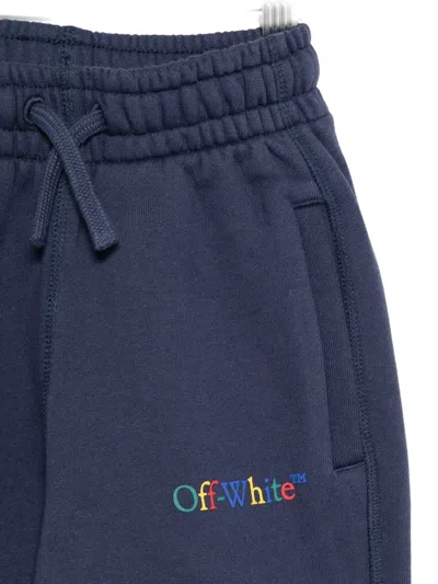 Off-white Logo-embroidered Track Pants In Blue