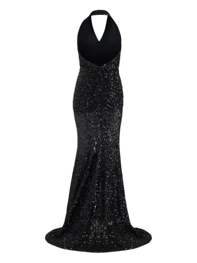 Patou Sequinned Halterneck Maxi Dress In Black