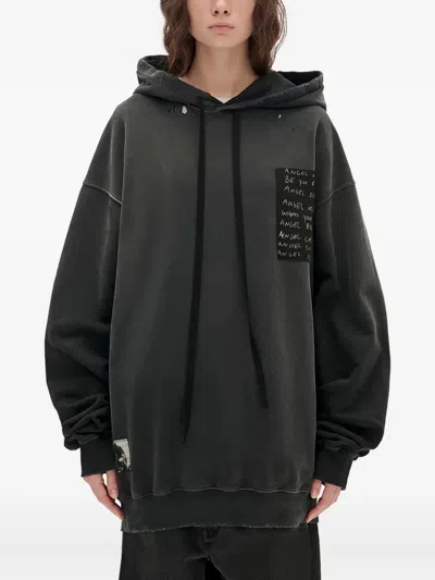 Ann Demeulemeester Annemarie High Comfort Hoody With Printed Patches In Black