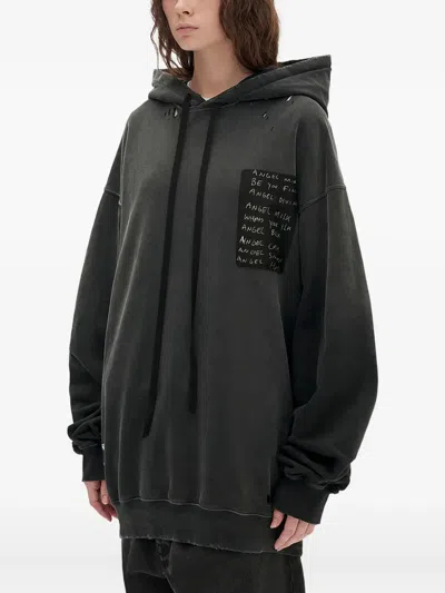 Ann Demeulemeester Annemarie High Comfort Hoody With Printed Patches In Black