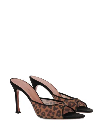 Amina Muaddi Alexa 95 Leopard-print Mesh Mules In Animal Print