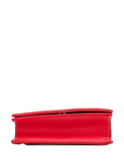 Pre-owned Dior 2016 Small Grained Calfskin Ama Flap Crossbody Bag In Red