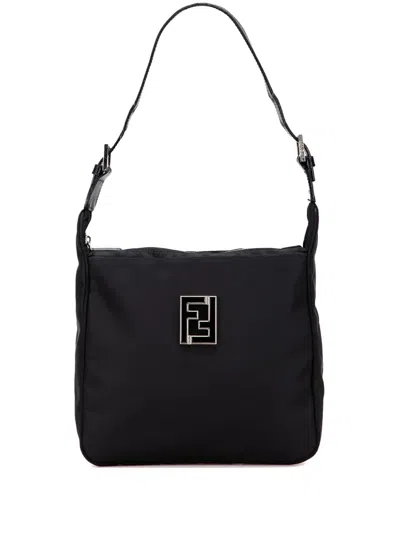 Pre-owned Fendi 2000-2015 Nylon Ff Shoulder Bag In Black