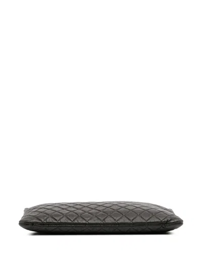 Pre-owned Chanel 2019 Large Quilted Caviar Boy O Case Clutch Bag In Black