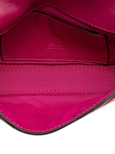 Pre-owned Fendi 2000-2025 Zucca Embossed Leather Baguette Phone Pouch Satchel In Pink