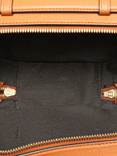 Pre-owned Fendi 2010-2025 Mini Goatskin Trimmed Suede O Lock Camera Case Satchel In Brown