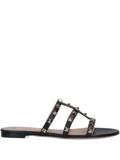 Valentino Rockstud Caged Leather Sandal In Black