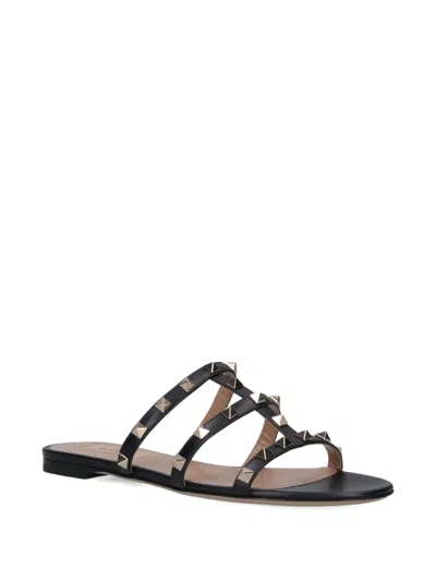 Valentino Rockstud Caged Leather Sandal In Black