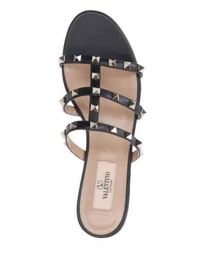 Valentino Rockstud Caged Leather Sandal In Black