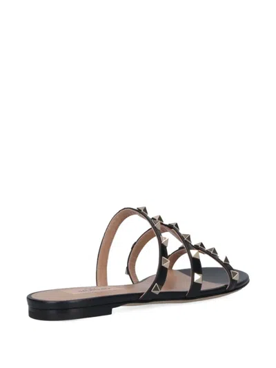 Valentino Rockstud Caged Leather Sandal In Black