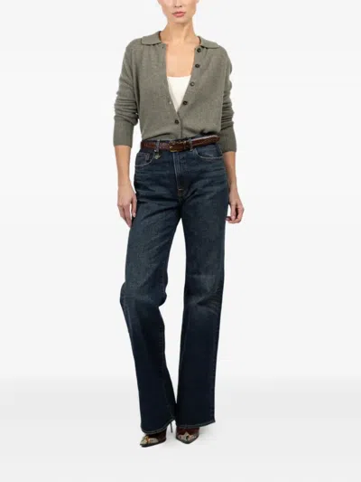 Le Kasha Collared Button-front Cardigan In Gray