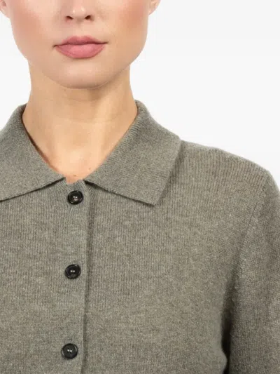 Le Kasha Collared Button-front Cardigan In Gray