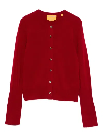 Guest In Residence Long-sleeve Button Cardigan In Red