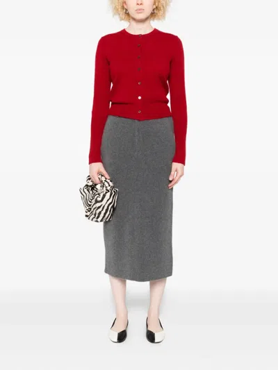 Guest In Residence Long-sleeve Button Cardigan In Red