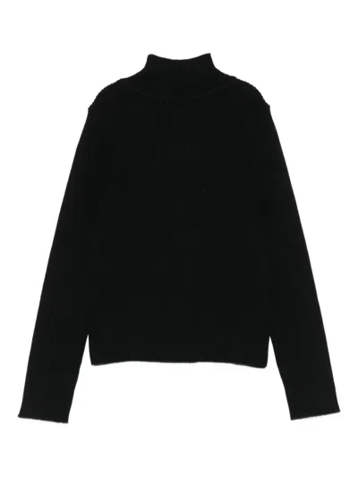Twinset Kids Ribbed Turtleneck Sweater In Black