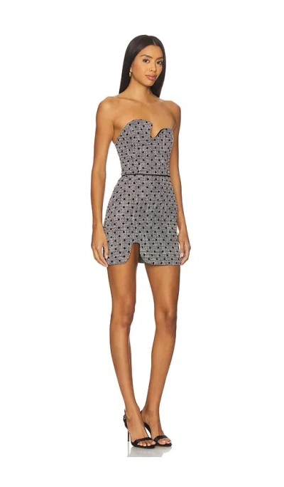 Amanda Uprichard Puzzle Strapless Mini Dress Black White In Brown