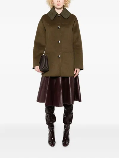 Proenza Schouler White Label Lisa Knitted-collar Buttoned Coat In Green