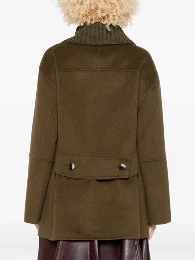 Proenza Schouler White Label Lisa Knitted-collar Buttoned Coat In Green