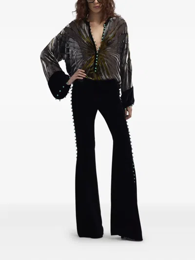 Roberto Cavalli Bead-embellished Flared Trousers In Multi