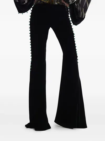 Roberto Cavalli Bead-embellished Flared Trousers In Multi