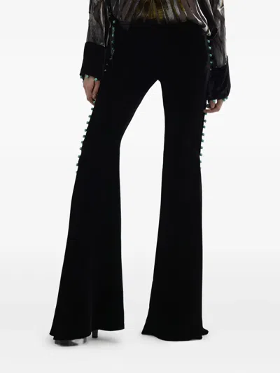 Roberto Cavalli Bead-embellished Flared Trousers In Multi