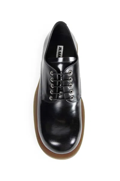 Jil Sander Leather Lace-up Shoes In Black
