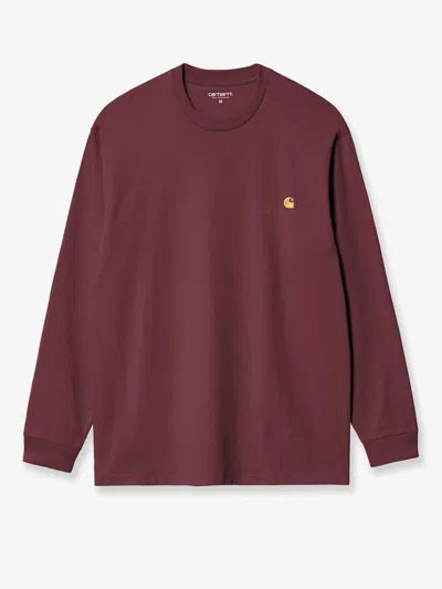 Carhartt American Script Cotton Blend Sweatshirt With Embroidered Logo In Red
