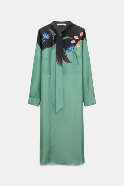 Dorothee Schumacher Silk Shirtdress With Placement Print In Multi