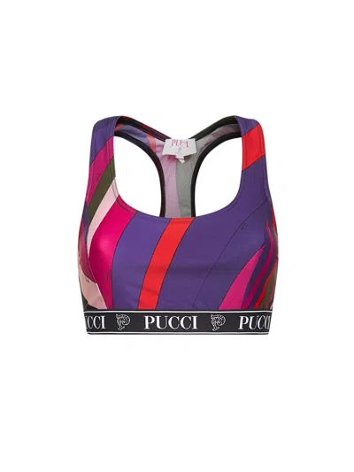 Pucci Iride Print Lycra Sports Top In Multi