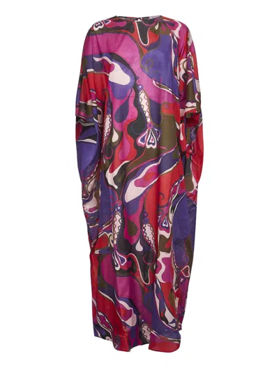 Pucci Abstract-pattern Print Draped Dress In Multi