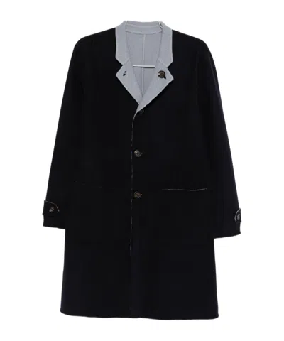 Eleventy Reversible Wool Coat In Black