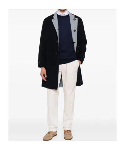 Eleventy Reversible Wool Coat In Black