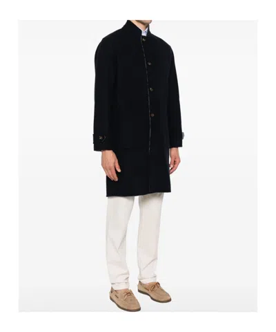 Eleventy Reversible Wool Coat In Black