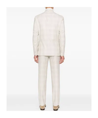 Eleventy Checked Double-breasted Suit In White