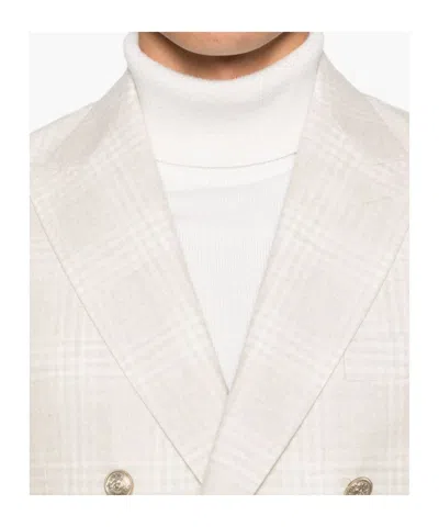 Eleventy Checked Double-breasted Suit In White