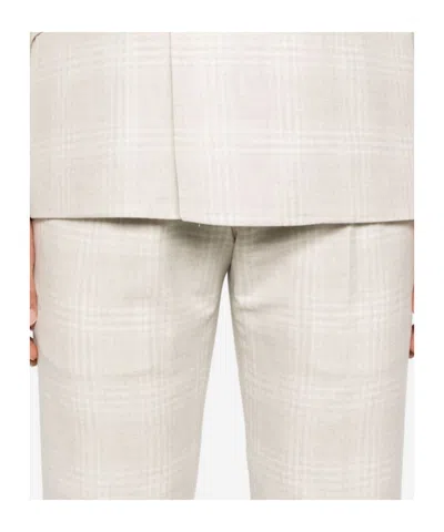 Eleventy Checked Double-breasted Suit In White