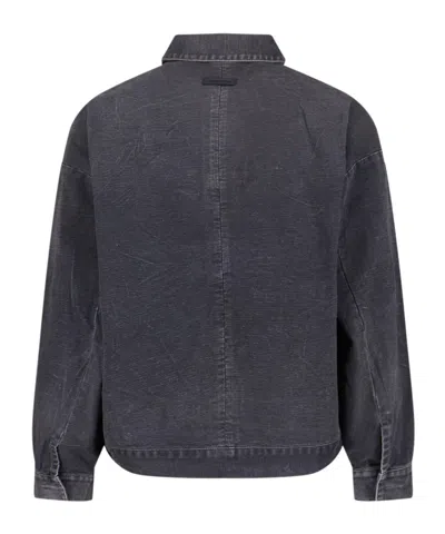 Fear Of God Mens Washed Black Utility Cropped Denim Jacket In Brown