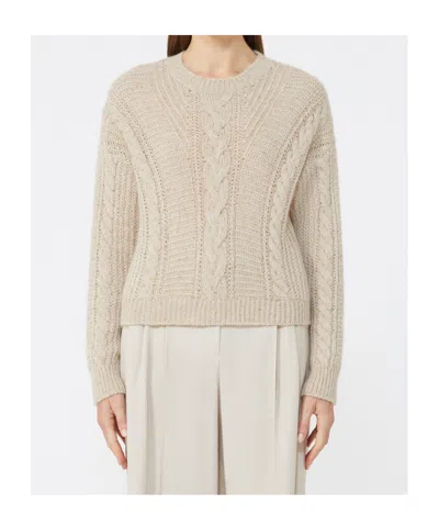 Max Mara Studio Boxy Sweater In Blended Alpaca In Neutral