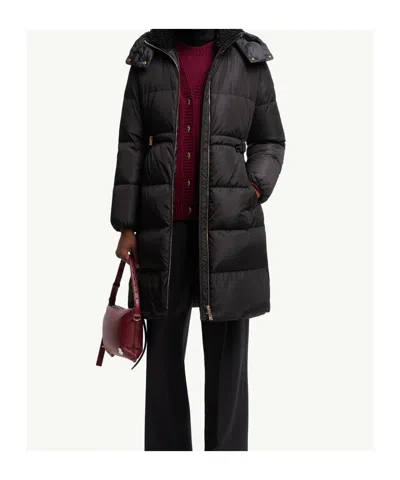 Moncler Briant Hooded Long Down Jacket In Black