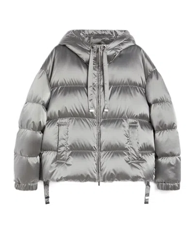 Max Mara Down Jacket In Water-repellent Technical Satin In Gray