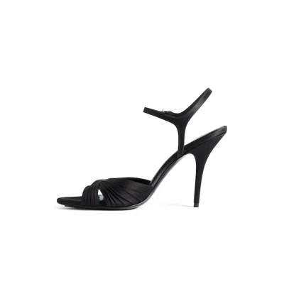 Balenciaga Black Dynastie Satin Sandals In Black