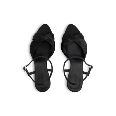 Balenciaga Black Dynastie Satin Sandals In Black