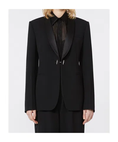 Max Mara Giselle Shawl-lapel Embellished Blazer In Black