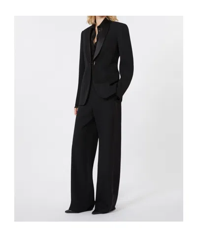 Max Mara Giselle Shawl-lapel Embellished Blazer In Black