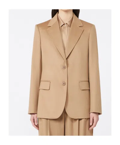 Max Mara Studio Folgore Single-breasted Blazer In Brown